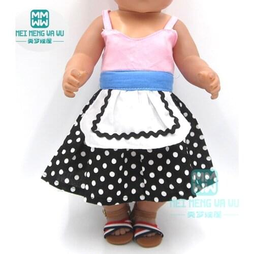 2019 NEW doll clothes for 43cm baby new born doll and american Pink suspender apron dress