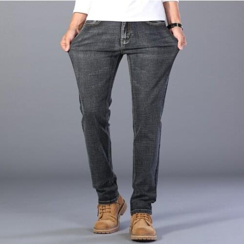 2021 autumn and winter new jeans mens slim straight casual pants mens business stretch mens denim trousers