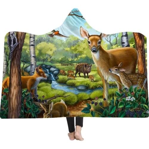 Eagle Fish 3D Print Animal Hooded Blanket Adult Kid Wool Winter Warm Sofa Back to School Home Travel Picnic Wearable Blanket