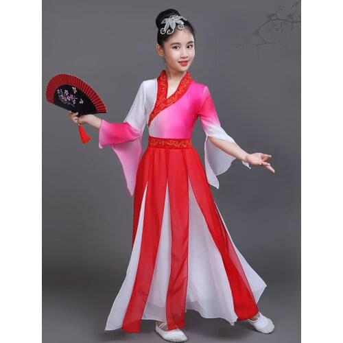 Wholesale Elegant Chinese Folk Dance Costume Girls Classical Yangko Dance Clothes Fan Dance National Performance Costume