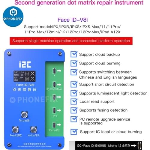 I2C IFace V8 Dot Matrix Projector Repair Programmer For iPhone X-11pro max Face ID Reading Writing Repair Tool No Disassembly