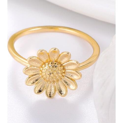 Simple Daisy Flower Rings For Women Wedding Engagement Finger Ring Beautiful Jewelry Couple Gift Drop Shipping