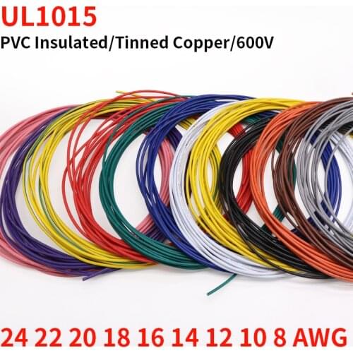 16AWG UL1015 PVC Wire OD 3.1mm Insulated OFC Tinned Copper Electron Conductor Cable Lamp Environmental DIY Line Colorful 600V