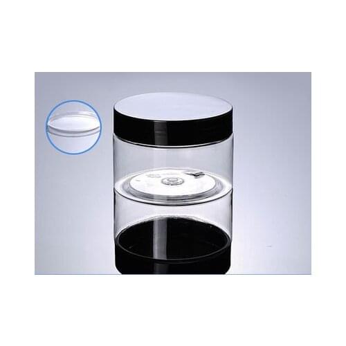 150G transparent PET cream container with black lid ,5 ounce plastic cosmetic container ,clear 150ml cream jar plastic
