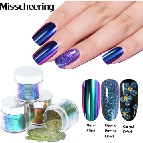 1Box Chameleon Nail Glitter Powders Mirror Effect Dipping Powder Carved Chrome Nail Art Pigment Holographic Manicure Decorations
