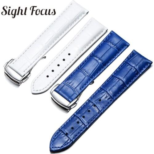 20mm 21mm Calfskin Watch Straps Leather for Omega Watch Aqua Terra Seamaster Speedmaster De Ville Wrist Leather Band Watch Belt
