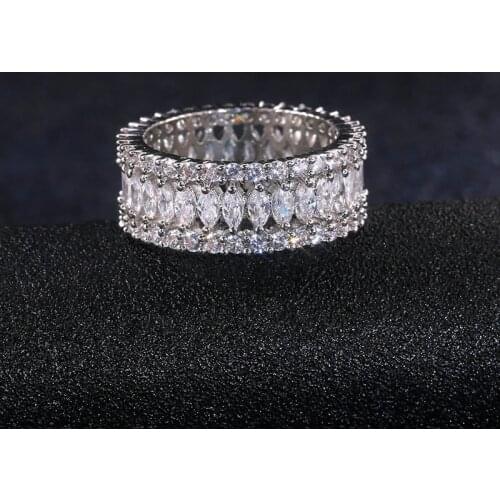 Luxury Bride Geometry Zircon Engagement Ring Dainty Female White Crystal Stone Ring Classic Silver Color Wedding Rings For Women