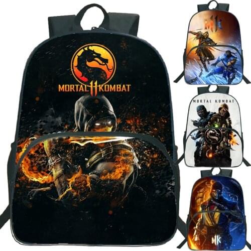 Mortal Kombat Backpack for Kids Students Anime School Bags Boys Knapsack Girls Cartoon Rucksack Unisex Teens Travel Bagpacks