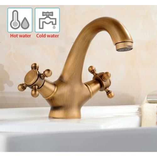 Swan Vintage Basin Sink Tap Mixer Antique Faucet Hot And Cold Water Crane Bronze Brushed Sink Faucets Bathroom Single Hole