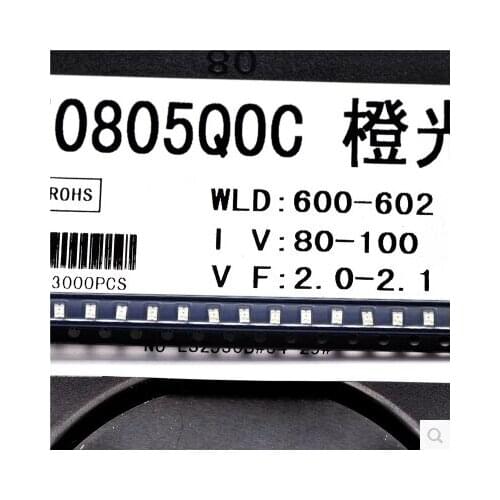 Led Lamp SMD Led Diode SMD 0805 Orange 6010-610nm 20mA 3V 1000pcs super-bright-leds Free Shipping SMT Reel