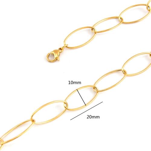 Stainless Steel chain necklace women big Oval Unique Long O link chain silver/gold color feMale Jewelry collares