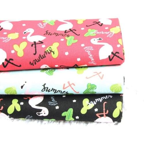 Half Yard Thicken Pure Cotton Fabric With Northern Europe Flamingo Print Handmade DIY Bag Mouth Gold Package Material CR-A2