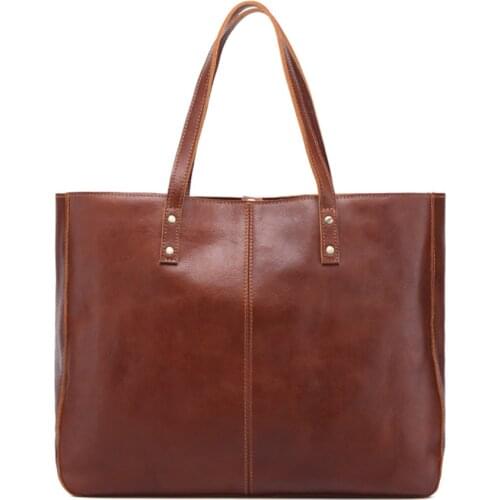 Vintage split leather women clip handbags solid black totes high quality