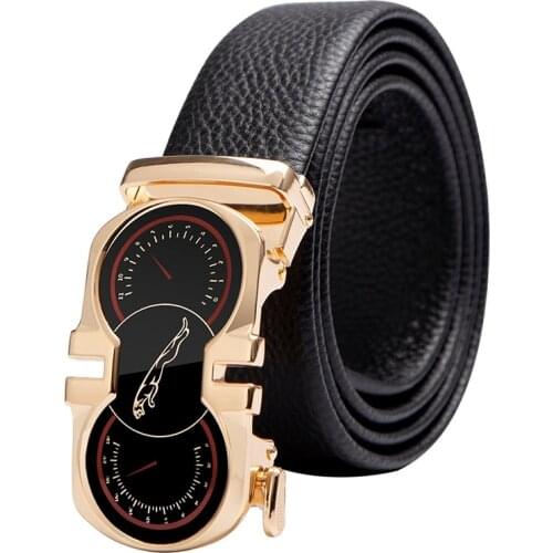 High-End Mens Belt Automatic Buckle Luxury First Layer Real Cowhide Youth Personality Buckle Business Casual Wild Waistband