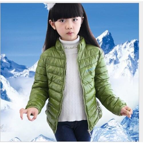Hooyi Green Girls Down Jackets Boys Outfits Coats Winter Outerwear Solid Girl Jacket Children Clothes Top Quality