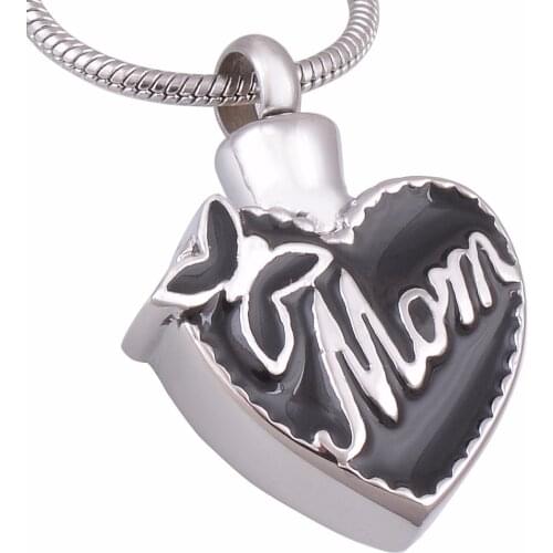 Eternally Loved Mom In Heart Cremation Jewelry Ashes Urn Locket Keepsake Necklace
