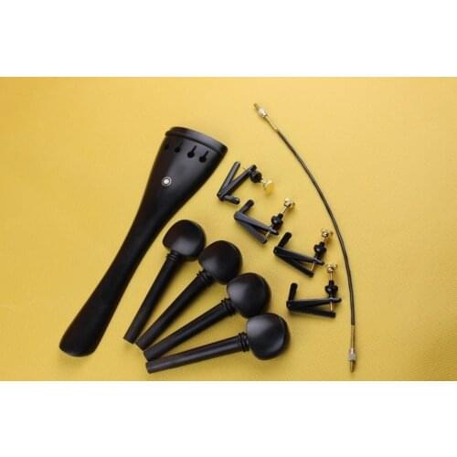 1 set grade 4/4 Ebony CELLO PARTS, tailpiece pegs tuners tail gut
