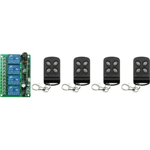 DC12V 4CH 10A wireless remote control switch system teleswitch 4X Transmitter + 1X Receiver relay smart house z-wave