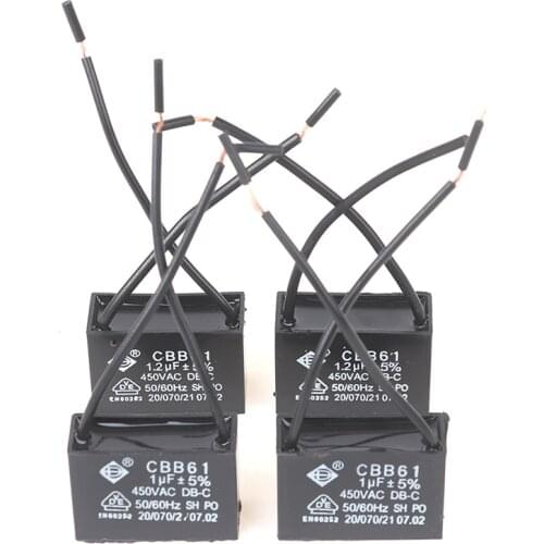 2Pcs CBB61 450V 1uF~6uF Terminal Ceiling Fan Motor Running Rectangle Capacitor