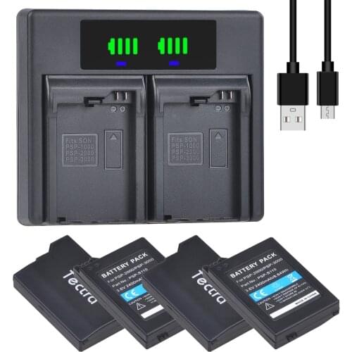 4 x 2400mAh For SONY PSP-S110 Replacement Battery Pack for PSP2000 PSP3000 Console Gamepad Controller with Dual Charger