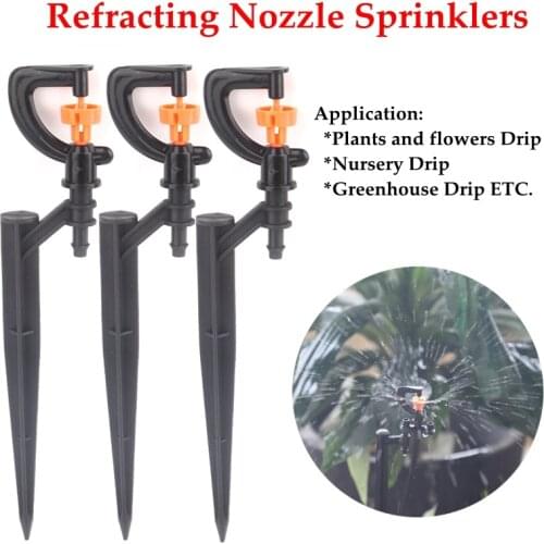 5PcsBlack OrangeG-Type Rotary Nozzle Irrigation Sprinkler Nozzle Support Spike Watering Sprinklers Stakes Garden Water Connector