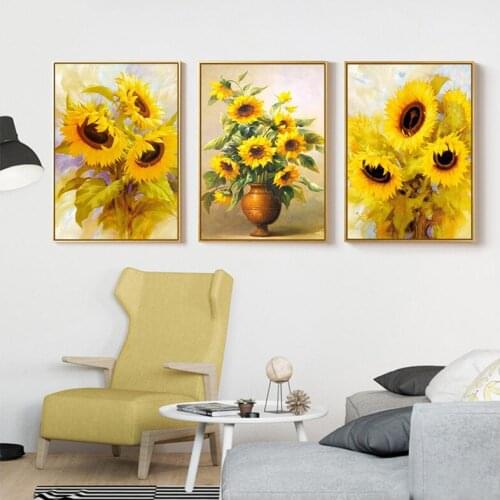 Sunflower 3pcs diamond Painting flower Plant paintings by numbers diy cross stitch diamond embroidery mosaic kitsZP-494