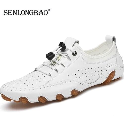 Brand Genuine Leather Mens Shoes Handmade Loafers Fashion Breathable Flat Shoes Casual Non-Slip Driving Shoes Moccasins Size 47
