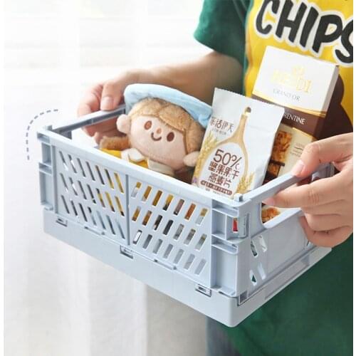 HeyMamba Household Collapsible Plastic Hamper Crate Box Foldable Stackable Home Kitchen Warehouse Storage Baskets