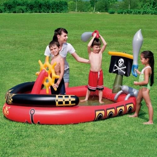Childrens inflatable water jet pool paddling pool water spray mat yard outdoor entertainment PVC pirate ship swimming pool