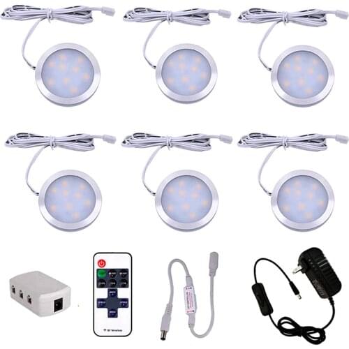 DC12V Dimmable Under Cabinet Lighting With Remote Control LED Puck Lights Kitchen Cabinets Counter Cabinets Bookshelf Lamp