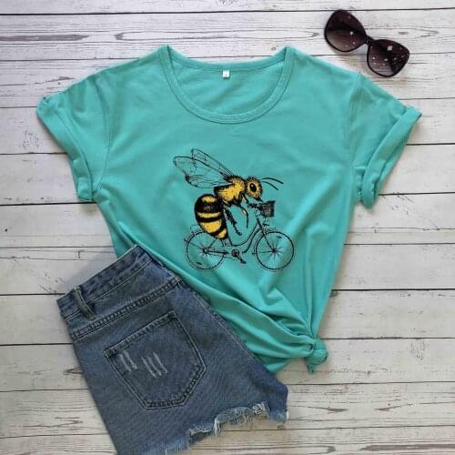 Funny Bee Riding A Bicycle Shirt Bee Lover cute graphic unisex fashion young hipster grunge tumblr tees t shirt gift street tops