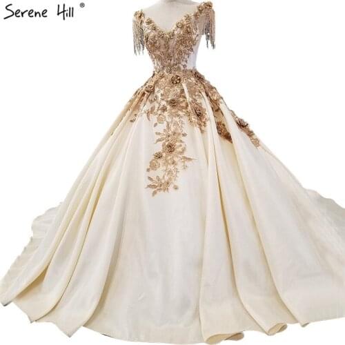 Deep-V Flowers Pearls Satin Sexy Wedding Dresses Sleeveless Tassel Beading Luxury High-end Wedding Gowns 2020 Real Photo