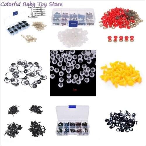 Hot Sale 5-12mm 100pcs Black Plastic Crafts Safety Eyes For Teddy Bear Soft Toy Animal Doll Amigurumi DIY Accessories