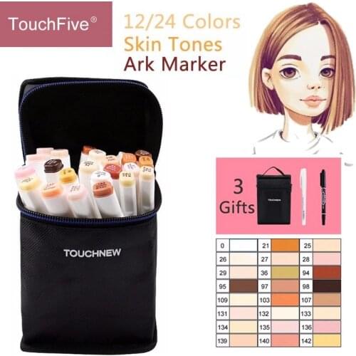 Artist Touchfive 12 24 colors Blendable Alcohol Sketch Marker pens Skin Tones set for Portrait Illustration Drawing Art Supplies