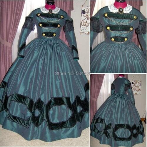 Custom-made R-124 19 century Vintage costume Victorian Gothic Lolita/Civil War Southern Belle Ball Halloween dresses Sz US 6-26
