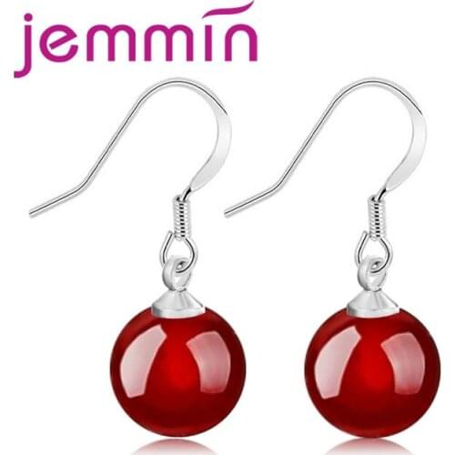 Exquisite New Arrival Multi-colored Bead Round 925 Sterling Silver Earring Jewelry Charming Girls Woman Party Accessories