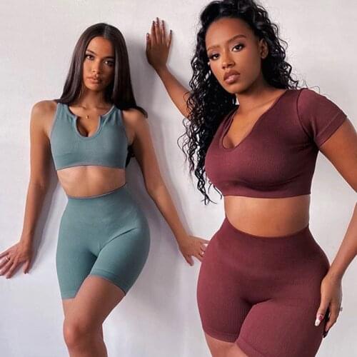 Hot Yoga Set For Women Seamless U-Shape Sports Clothing High Waist Elastic Activewear Fitness Sportsuit Gym Workout Set