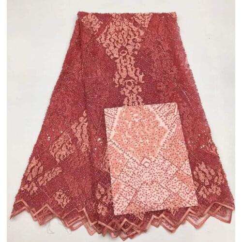 Beautiful Nigerian Lace Fabric with beads SYJ-1888810 high quality french net fabric for Party Dress