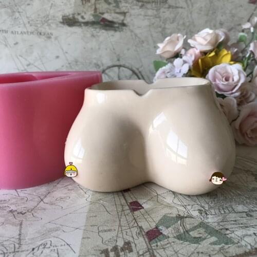 Creative Lady Chest Girl Breast Ashtray Mold Concrete Handmade Flower Pot Clay Resin Craft Silicone Mould