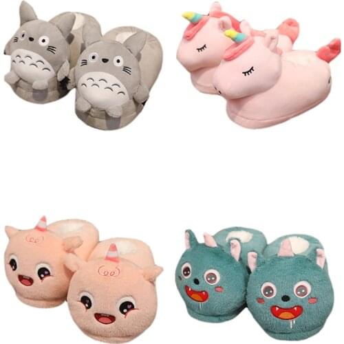 1 pcs 36-42 free size plush Animal Doll slipper stuffed Unicorn Warmmer Men/Women Anti-slip Cotton Slipper Toy as Gift