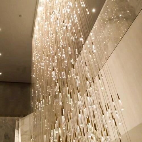 Hotel lobby reception lighting creative lamp villa spiral staircase clothing store water drop glass project chandelier