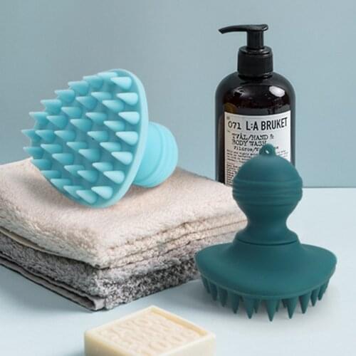 Silicone Bristle Hair Scalp Massager Shampoo Brush Wet Dry Manual Head Massage Comb Scrubber Exfoliate Remove Dandruff Deep