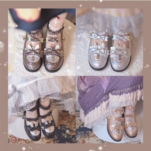Sweet round head rabbit ears womens shoes cute anime cosplay japanese lolita shoes lace ruffle bowknot kawaii shoes loli 2020
