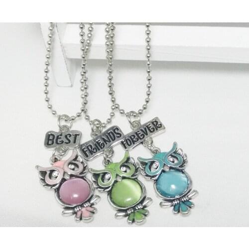 Cute Lovely Colorful Owl Bird Pendants & Necklaces Charms Crystal Children Jewelry Friend Best Gifts Kids Jewelry Wholesale