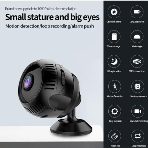 HD Mini Camera 1080P Smart WiFi Security Camera Night Vision Motion Detection with Wristband for Home Security Kids Monitoring