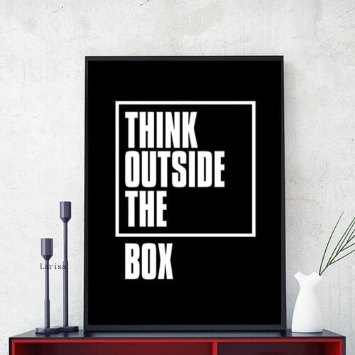 Think Outside The Box Letter Poster Inspirational Motivational Black Typography Wall Art Canvas Painting Modern Home Decor