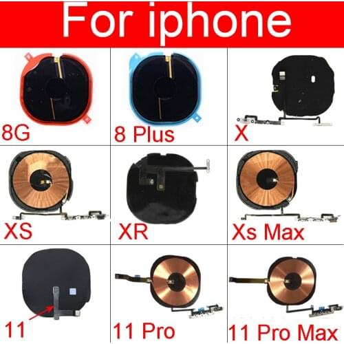 Wireless Charging Charger Panel Coil Sticker With Volume Button Flex Cable For iphone 8 8 Plus X Xs Max XR 11 Pro Max NFC Chip