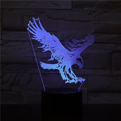 Flying Big Eagle Shape Night Light 7 Colorful Hawk 3D Cartoon Table Lamp for Office Hotel Bedroom Bar Touch Sensor 2355