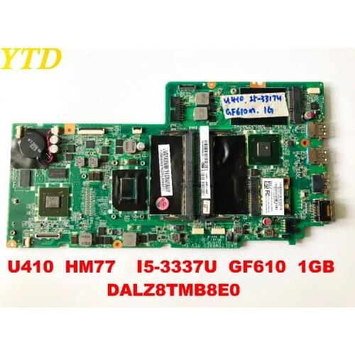 Original for Lenovo U410 Laptop motherboard U410 HM77 I5-3337U GF610 1GB DALZ8TMB8E0 tested good free shipping