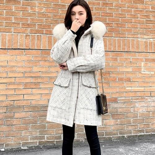 White Duck Down Parka Overcoat Womens Long Down Jacket Warm Winter Jackets New Abrigo Mujer Hooded Fur collar Casual Outerwear
